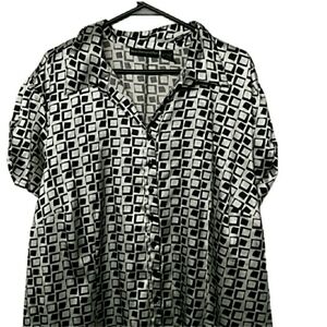 Blue Diamond Plus, Black & White  Button Down Shirt, Size 22